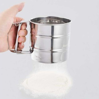 สแตนเลสสตีลตาข่ายแป้ง Sifter เครื่องกลราดไอซิ่งน้ำตาล Shaker Sieve