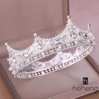 New Retro Elegent Baroque Bridal Crown Glitter Crystal Imitation Pearl Circle Crowns Women Prin