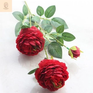 ดอกไม้ประดิษฐ์ ช่อดอกโบตั๋น 3 ดอก 6 สี ดอกไม้ปลอม ดอกโบตั๋นประดิษฐ์ ดอกไม้ประดิษฐ์ ตกแต่งบ้าน ตกแต่งห้อง ใส่แจกัน