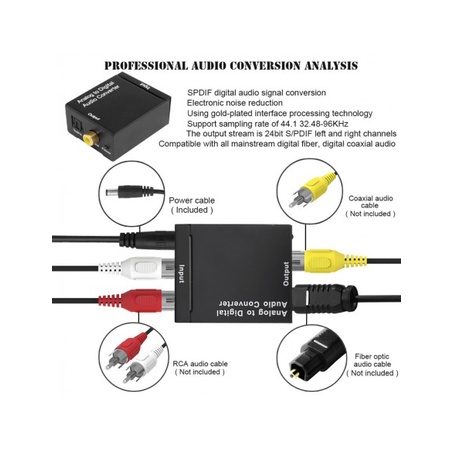 GC0068 Analog To Digital Audio Converter L/R RCA Coaxial Optical Toslink SPDIF output converter อะแดปเตอร์สำหรับทีวี