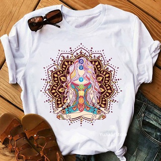 เสื้อยืดผ้าฝ้ายพิมพ์ลาย เสื้อยืด พิมพ์ลายพระพุทธรูป Kawaii Yo Ga Mandala สไตล์ตลก