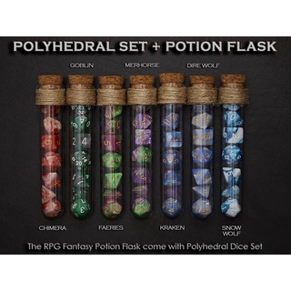 Potion Flask with Dice Set of 7 | ลูกเต๋า Dice For DnD D&amp;D MTG RPG TRPG เกมกระดาน บอร์ดเกม Game ไพ่ทาโรต์ Magic เมจิก