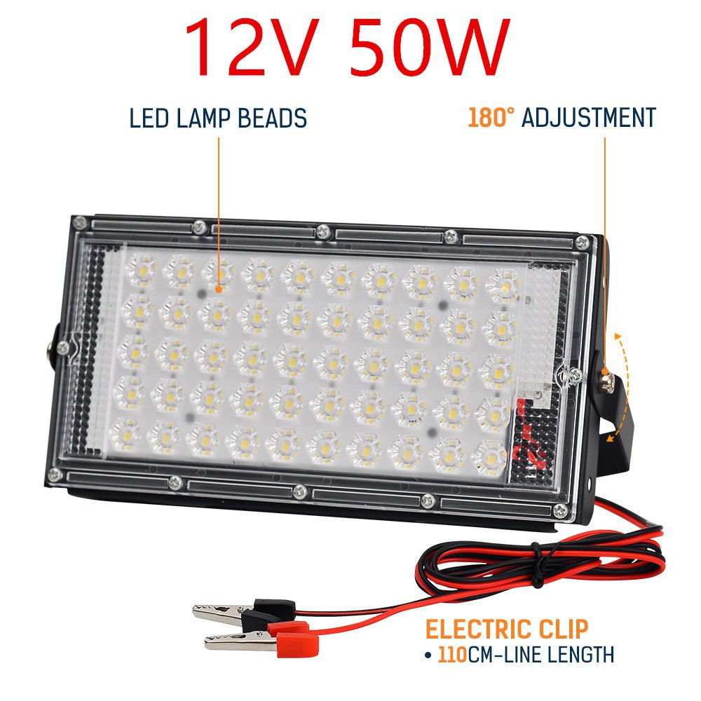 สปอตไลท์ ไฟสว่าง Spotlight LED 50W DC 12V (ใช้ไฟ12V) แสงขาว สายยาว1.1เมตรLED灯车用12V