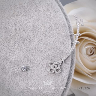 ER1532A Value Jewelry ต่างหูแฟชั่นประดับเพชร CZ (White gold plated)