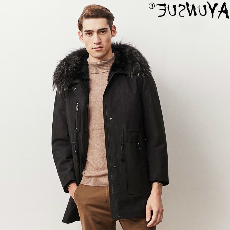 Parka Man Winter Jacket Mens Real Mink Fur Collar Jackets for Men Casual  Coat Warm Hooded Parkas Hommes Veste LXR1046 | Shopee Thailand