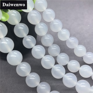 White Agate Onyx Beads อาเกตสีขาวนิลลูกปัด 4-12 มิลลิเมตรรอบธรรมชาติหลวมหิน DIY สำหรับสร้อยข้อมือ