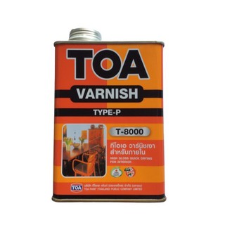 วานิชเงา ทีโอเอ TOA VARNISH T-8000 ทาไม้ได้ทุกชนิด อย่างดี ขนาด1/4 แกลลอน 0.946ลิตร วาร์นิชเงา