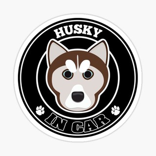 สติ๊กเกอร์ติดรถ แต่งรถ สติ๊กเกอร์ แม่เหล็กติดรถยนตร์ สติ๊กเกอร์หมา Husky in Car  - DGC20