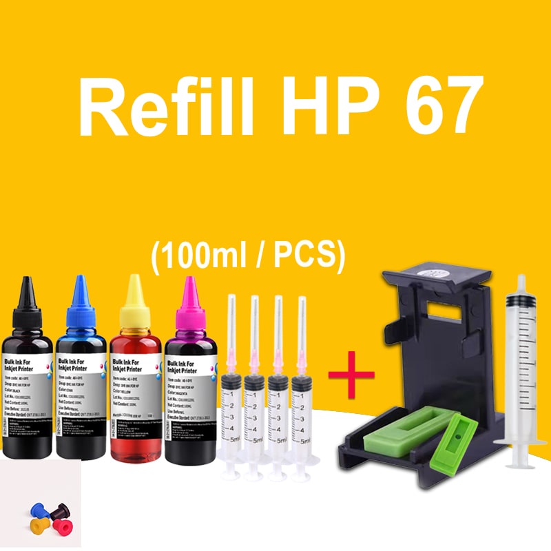 HP 67 หมึก HP 67XL หมึก HP67XL 100ml หมึกเติมหมึกเติมสำหรับ HP 1255 2332 2732 2752 2755  4140 4152 4