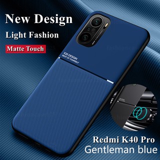 เคสโทรศัพท์กันกระแทกซิลิโคนXiaomi Mi Poco F3 Redmi K40 Pro Case Leather Texture Car Magnetic Holder Phone Covers Matte Phone Case Fashion Hard Soft Anti Shock Shockproof Casing TPU New Leather Magnetic Cover