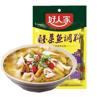 เครื่องปรุงรส ซุปปลาผักกาดดองหม้อไฟ(酸菜鱼调料）ขนาด220g ในซองมีเครื่องปรุงและผักกาดดอง ทำง่าย รสชาติหอมอร่อยระดับภัตตาคาร