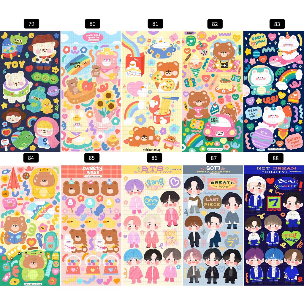 สติ๊กเกอร์ไดคัท PVC // ขนาด 7cmx14cm (ลอกแปะได้เลย) ลาย 84 – 93