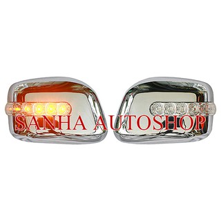 ครอบกระจกมองข้างมีไฟ Nissan Navara ปี 2007,2008,2009,2010,2011,2012,2013,2014 สีโครเมียม งาน R