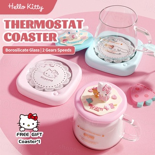 【Hello Kitty】ที่รองแก้วไฟฟ้า ทําความร้อน ขนาดเล็ก แบบพกพา สําหรับสํานักงาน