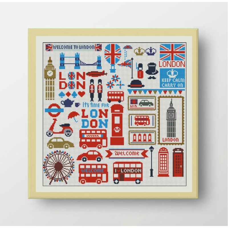 13. ครอสติช cross stitch London  I love London cross stitch ลอนดอน