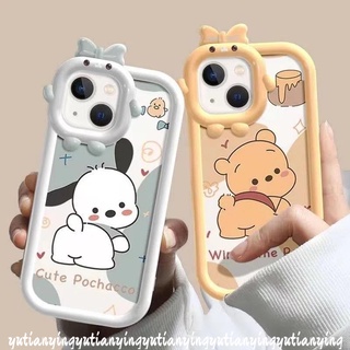 เคสโทรศัพท์มือถือ ลายการ์ตูนหมีพูห์ ประดับโบว์ สําหรับ OPPO A17 A95 A96 A54 A76 A74 A16 A53 A15 A12 A57 A55 A16K A5s A16E A7 A3s A52 A17K A31 A5 A9 A16s A92 A94 A36 A33 Reno 7 5 5F เคส