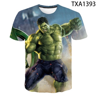 เสื้อยืดแขนสั้น พิมพ์ลายการ์ตูนอนิเมะ Hulk แฟชั่นฤดูร้อน สําหรับเด็กผู้ชาย และเด็กผู้หญิง