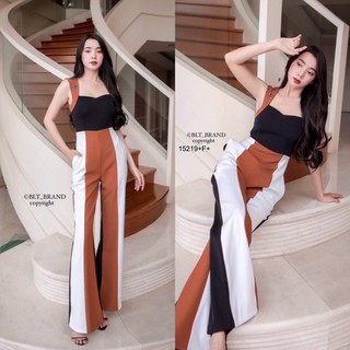 G15219 Jumpsuit จั้มสูท แขนกุด ขายาว อกเว้า