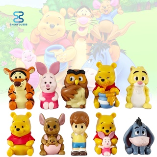 โมเดลฟิกเกอร์ Winnie Pooh Bear Tigger Piglet Piglet Piglet ขนาดมินิ Pvc สําหรับตกแต่งบ้าน 10ชิ้น