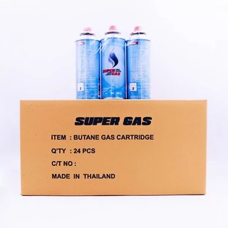 [24 กระป๋อง] Supergas แก๊สกระป๋อง ปริมาณก๊าซ 250 กรัม ยกลัง ใช้นานได้ถึง 4-6 ชั่วโมง แก๊สปิกนิก