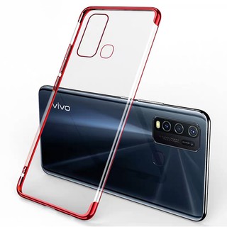 Case Vivo Y50 เคสนิ่ม ขอบสีหลังใส เคสกันกระแทก สวยและบาง TPU CASE เคสซีลีโคน vivo Y50 สินค้าใหม่ ส่งจากไทย