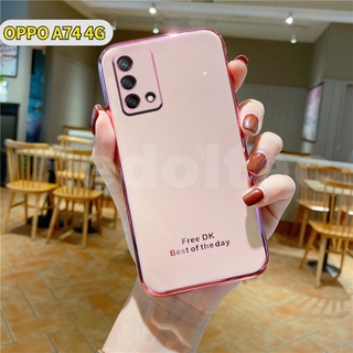 เคส OPPO A74 4G 5G การป้องกันเลนส์รูปแบบใหม่ 6D ชุบซิลิโคนเคสโทรศัพท์แบบนิ่ม A74 5G