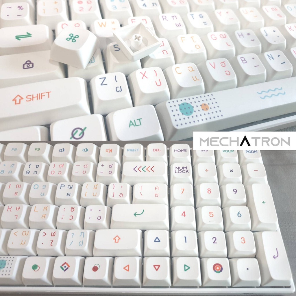 Thai Keycaps Neon Light XDA Thai Keycap Set ปุ่มคีย์บอร์ด ภาษาไทย PBT ...