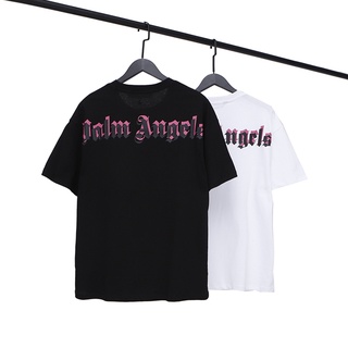 เสื้อยืดแขนสั้นผ้าฝ้ายพิมพ์ลาย Palm Angels แฟชั่นสําหรับผู้หญิง