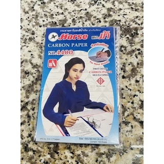 กระดาษคาร์บอน กระดาษทำสำเนา สีน้ำเงิน ตราม้า 4400 A4/A5/A6 แพค 10/30/50/100แผ่น กระดาษก็อปปี้ กระดาษ Copy คาบอน คาร์งอน