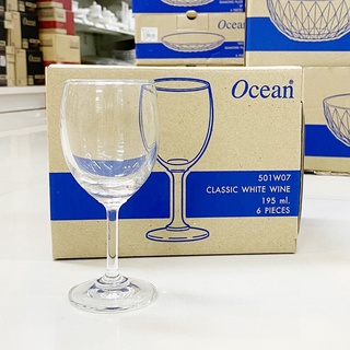 [กล่อง 6ใบ /501W07] แก้วไวน์ แก้วไวน์ขาว 195มล l Ocean White Wine Glass