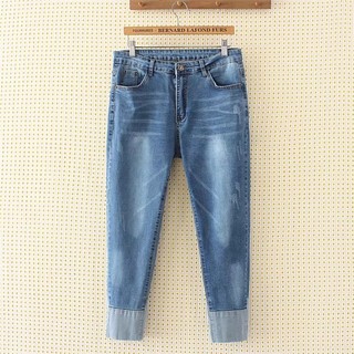 【มีไซส์ใหญ่】Plus Size XL-4XL Women Midi Waist Jeans Denim Pants