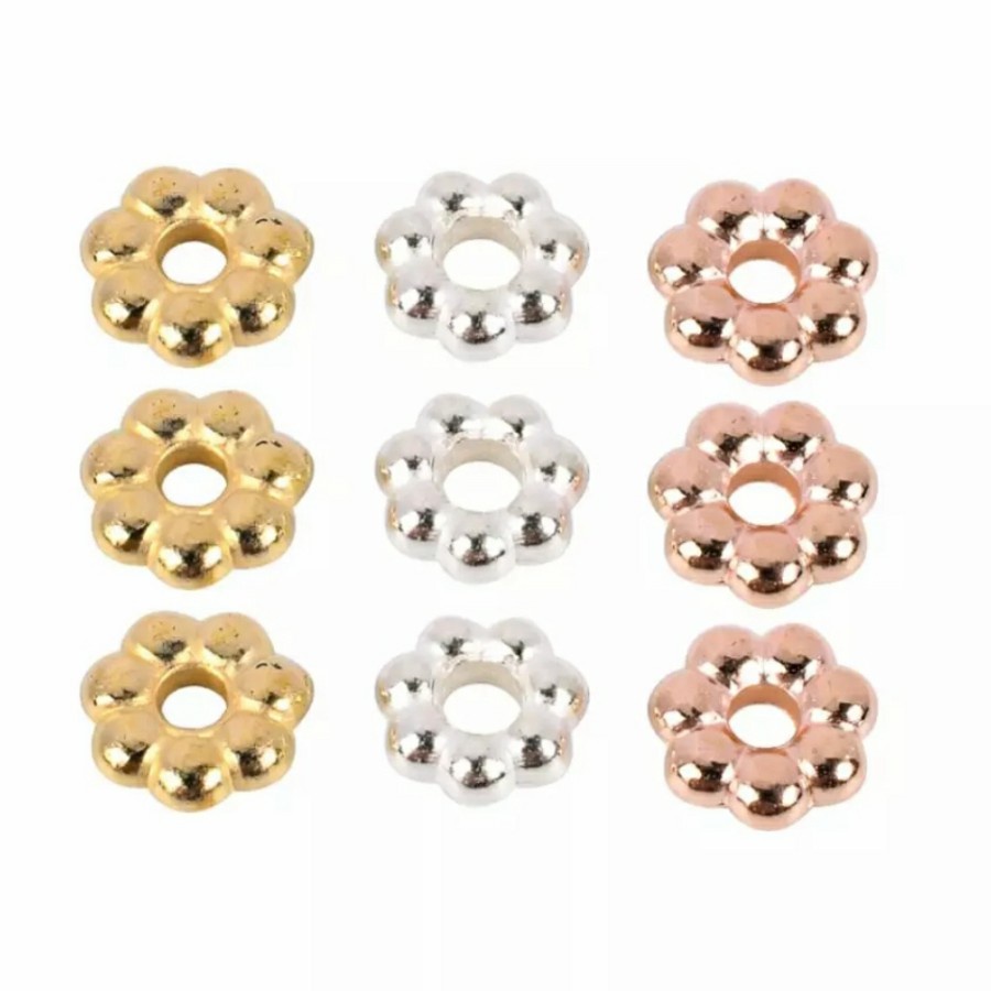 100PCS CCB DAISY FLOWER BEADS 4MM หรือ 6MM BEADS, BEAUTIFUL, คุณภาพ DIY HANDMADE MATERIALS