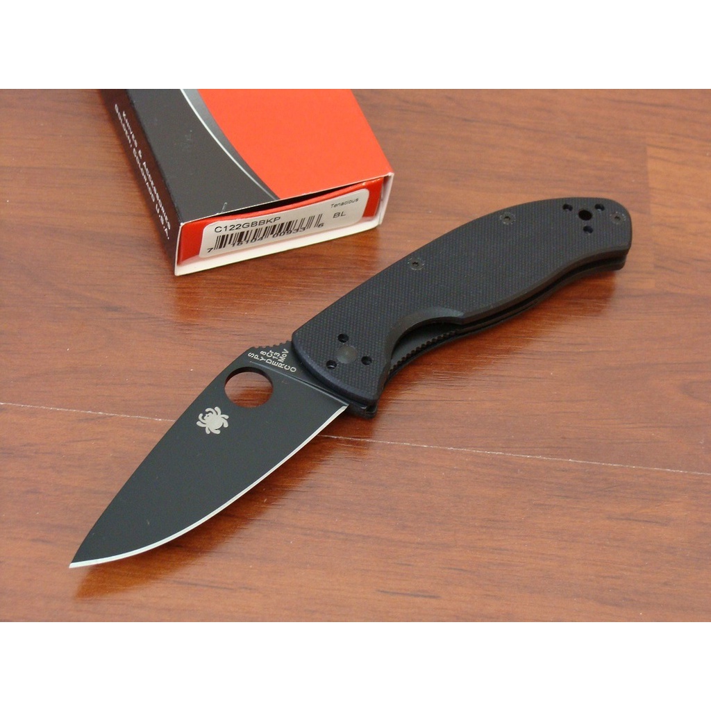TK มีดพับ มีดพก มีดแคมป์ มีดเดินป่า Spyderco Tenacious C122 ใบ 3.5" เหล็ก 8Cr13Mov รมดำ r lock ด้าม 