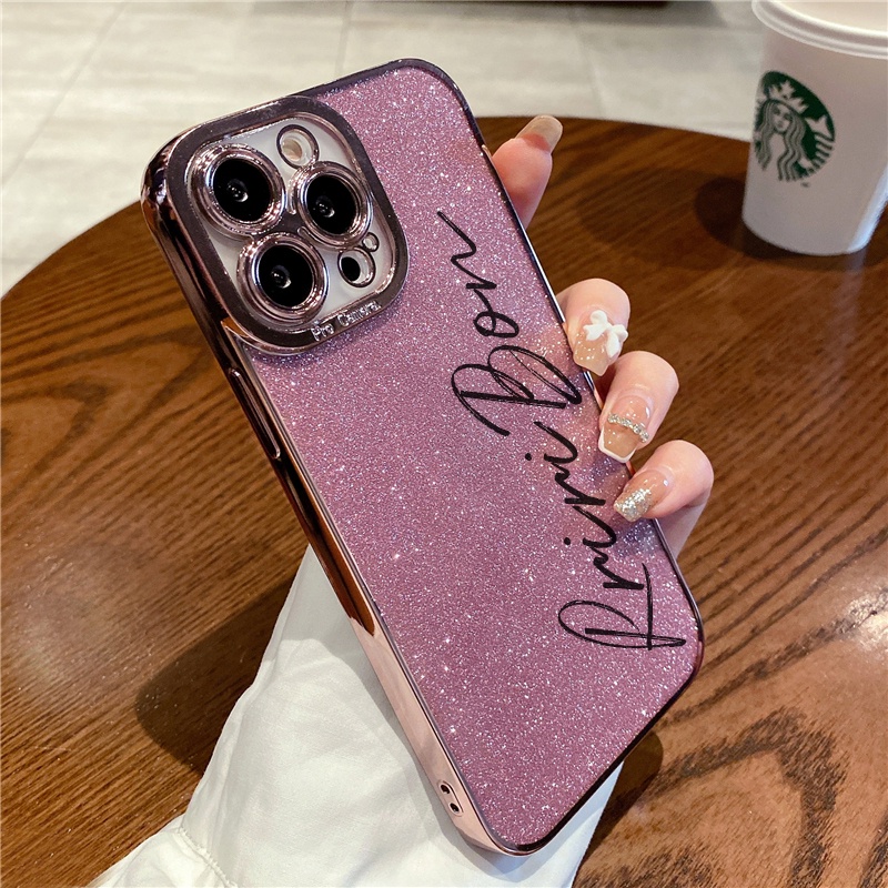 กลิตเตอร์ใสลายเซ็นดีไซน์เคสโทรศัพท์ปลอกหุ้มปลอกอ่อนเข้ากันได้กับ เคสไอโฟน 13 12 11 14 15 Pro Max plus
