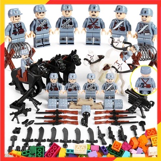 6PCS เลโก้ SWAT กองทัพทหาร WW2 Minifigures ของเล่นชุดอาคารของเล่นเลโก้บล็อกอาคารเส้นทางที่แปดกองทัพทหารม้าเลือดเหล็กอาคารอิฐสำหรับเด็กก่อนวัยเรียนอายุ 3+ ของเล่นเด็กใช้ได้กับทุกยี่ห้อ