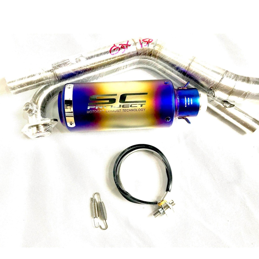 SUZUKI GSX -S150 คอท่อฟูล  + ปลายท่อ รุ้ ทรง SC  ราคาลั่น กระเเทกใจ