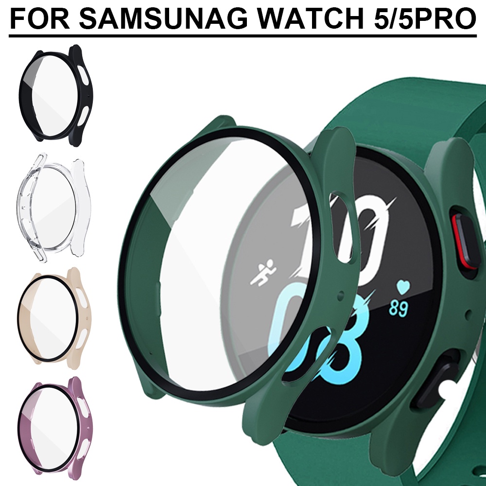 กระจก + เคส สําหรับ samsung galaxy watch 5 40 มม. 44 มม. กันน้ํา galaxy watch 5 proctector withtempered glass