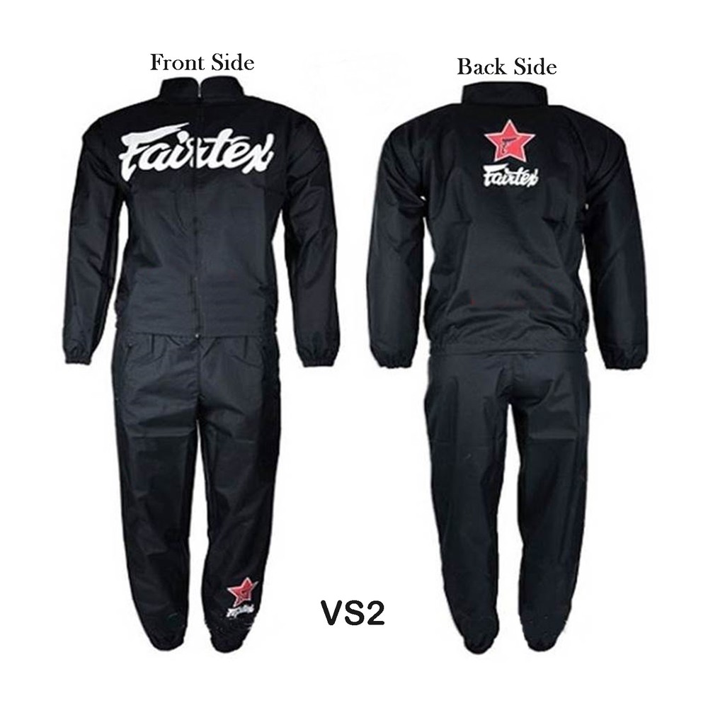Fairtex sauna sweat suit VS2 Vinyl Black S M L XL ชุดลดน้ำหนักนักมวย แฟร์แท้กซ์ สีดำ ไวนิล ของแท้จากโรงงาน