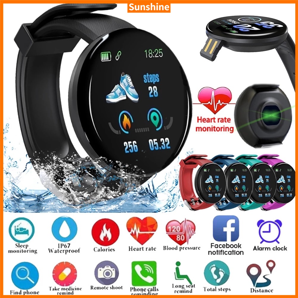 Smartwatch ใหม่ iwo สมาร์ทนาฬิกา D18 สมาร์ทนาฬิกากันน้ําฟิตเนส Tracker/Smartwatch บลูทูธชาย PK X8 FD