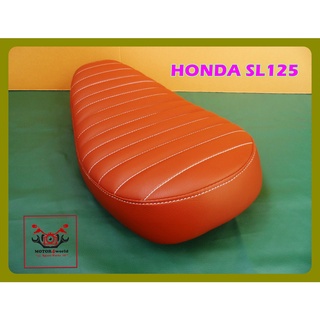 HONDA SL125 DOUBLE SEAT COMPLETE "BROWN" with "WHITE" THREAD STITCH "Eddie Moto" / เบาะรถมอเตอร์ไซค์ สีน้ำตาล ลอนด้ายขาว