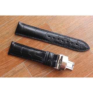 สายนาฬิกา สายหนังจระเข้แท้ รุ่น Crocodile Black Straps