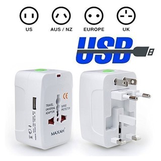 ปลั๊กไฟ Universal Travel Adapter USB 1 port  ALL IN ONE หัวแปลงปลั๊กทั้วโลก