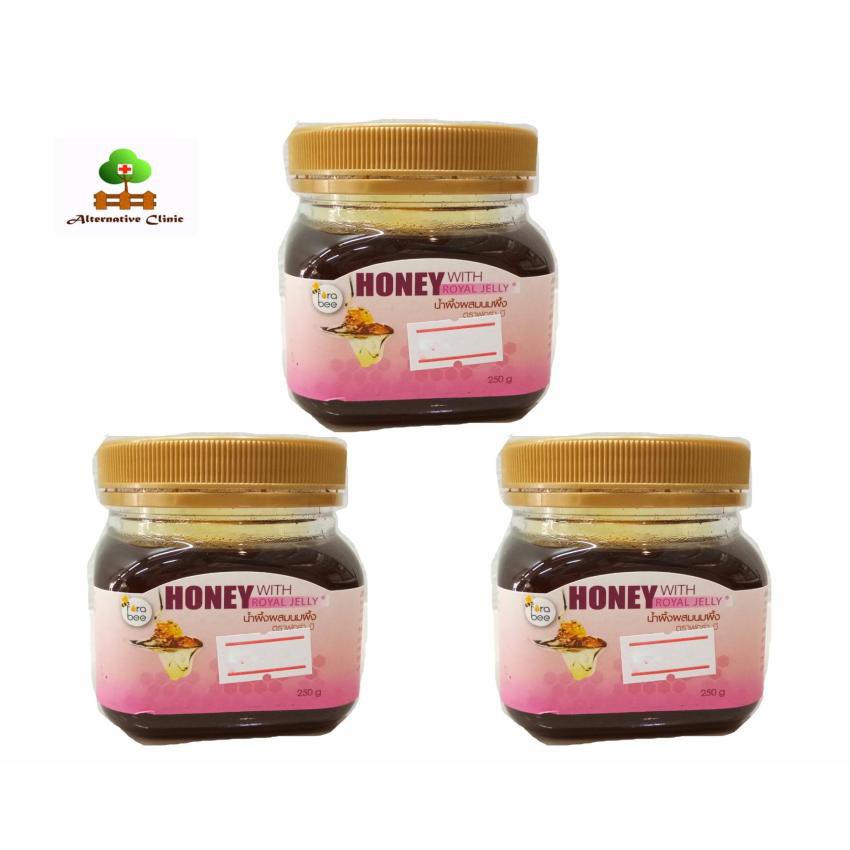 ฟอร่า บี น้ำผึ้งผสมนมผึ้ง 100% 250 กรัม 3 กระปุก Honey with Royal Jelly 100% 250 grams 3 pots