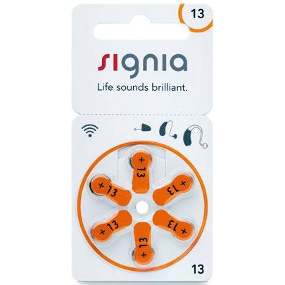 ถ่านเครื่องช่วยฟัง Signia 13(สีส้ม)สดใหม่ ไฟเต็ม ของแท้ (Signia HA Battery 13)