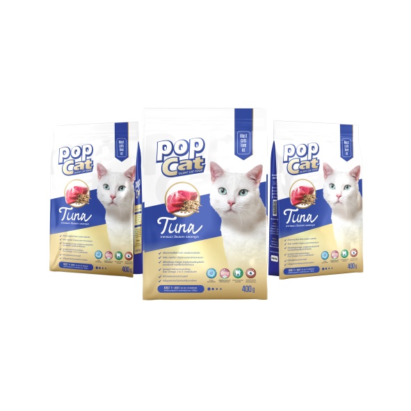 อาหารแมว POPCat 0.4 Kgs อาหารสำหรับแมว อาหารแมวเกรดพรีเมี่ยม POPCAT อาหารแมวPOPCat Petfood รสทูน่า 0