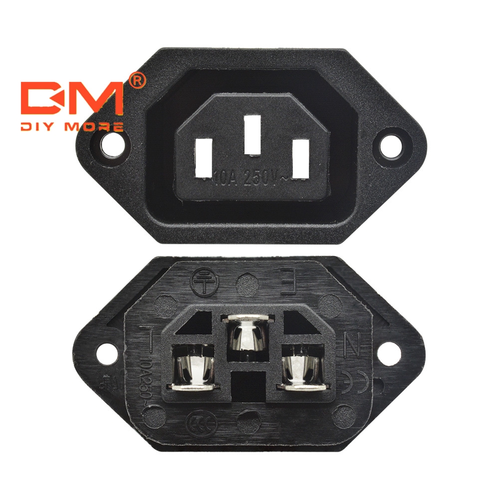 DIYMORE AC 250V 10A ตัวเมีย เชื่อมต่อ ปลั๊กไฟอะแดปเตอร์ซ็อกเก็ตสายไฟ IEC 320 C13