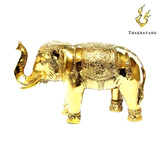 THAKRAYANG รูปปั้นตกแต่งบ้าน ช้างทองเหลือง ลายไทย ใหญ่