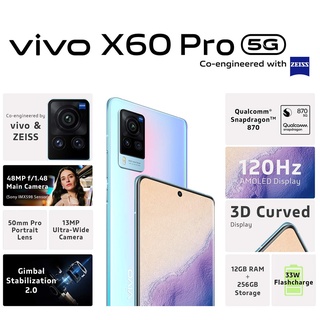 vivo X60 Pro • (Ram12/256 GB)📌มีประกันร้าน 1 เดือน•สินค้าเป็นเครื่องศูนย์ไทยแท้ ใหม่ เคลียสต็อก