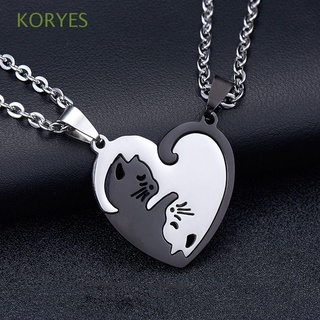 KORYES 2 PCS/Set Couple Necklace Simple Stitching Necklace Female Clavicle Chain Animal Love Men Friends Gift Fashion Jewelry Cool Korean Style Necklace