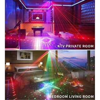 รีโมทคอนโทรล 9 ดวง Dj party RGB Laser Strobe 2 In 1 สําหรับงานปาร์ตี้ ไฟเลเซอร์ ไฟเลเซอร์ RGB ไฟเลเซอร์ปาร์ตี้ ไฟบาร์